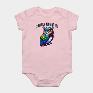 Silently Judging You funny side-eye owl design Baby Bodysuit